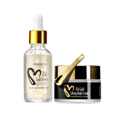 Serum cu aur 24K și acid hialuronic + Cremă lifting de noapte 24K cu aur și 10% Tens-up
