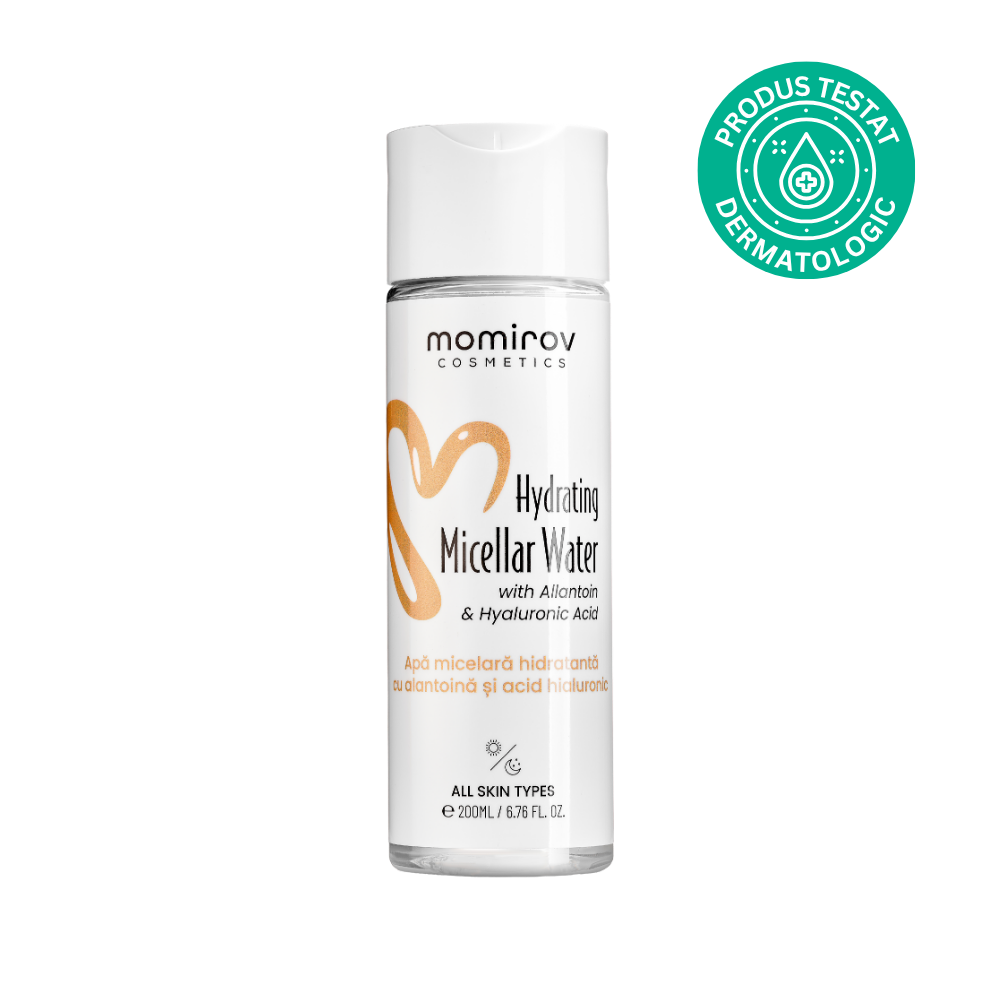 Apă micelară hidratantă cu acid hialuronic și alantoină, 200 ml