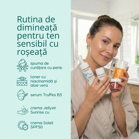 Rutina de dimineață pentru ten sensibil cu roșeață