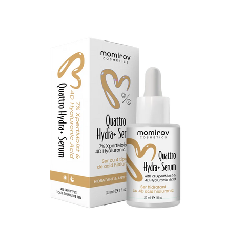 Serum Quattro Hydra+ cu 4D acid hialuronic, Squalane și Ectoină, 30 ml