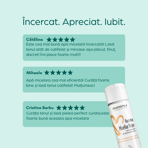 Apă micelară hidratantă cu acid hialuronic și alantoină, 200 ml