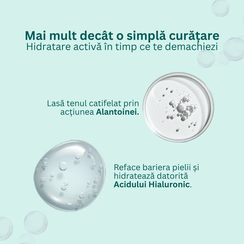 Apă micelară hidratantă cu acid hialuronic și alantoină, 200 ml